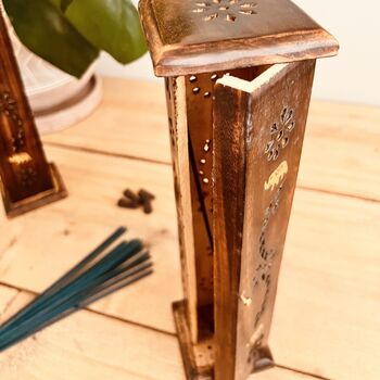 Brass Elephant Inlay Incense Tower Burner Box, 4 of 10
