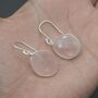 Rose Quartz Silver Square Teardrop Earrings, thumbnail 6 of 8
