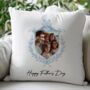 Personalised Dad And Father's Day Blue Crest Photo Cushion, thumbnail 3 of 10