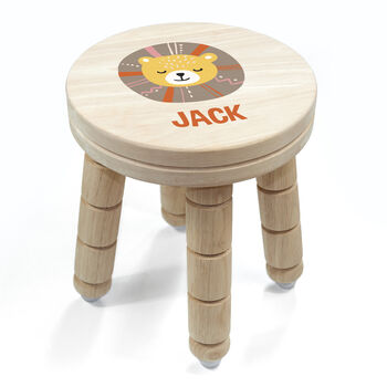 Personalised Cute Lion Kids Wooden Stool, 5 of 6