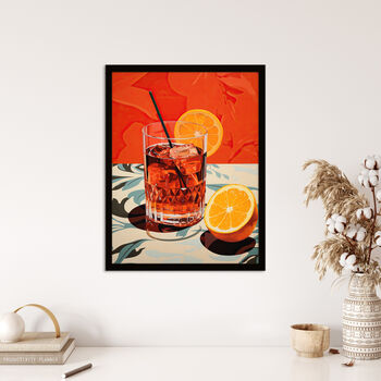 Negroni Nights Orange Cocktail Kitchen Wall Art Print, 4 of 6