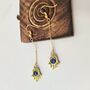 Hamsa Fatima Hand Protection Evil Eye Tassel Hand Drop Earring, thumbnail 2 of 2