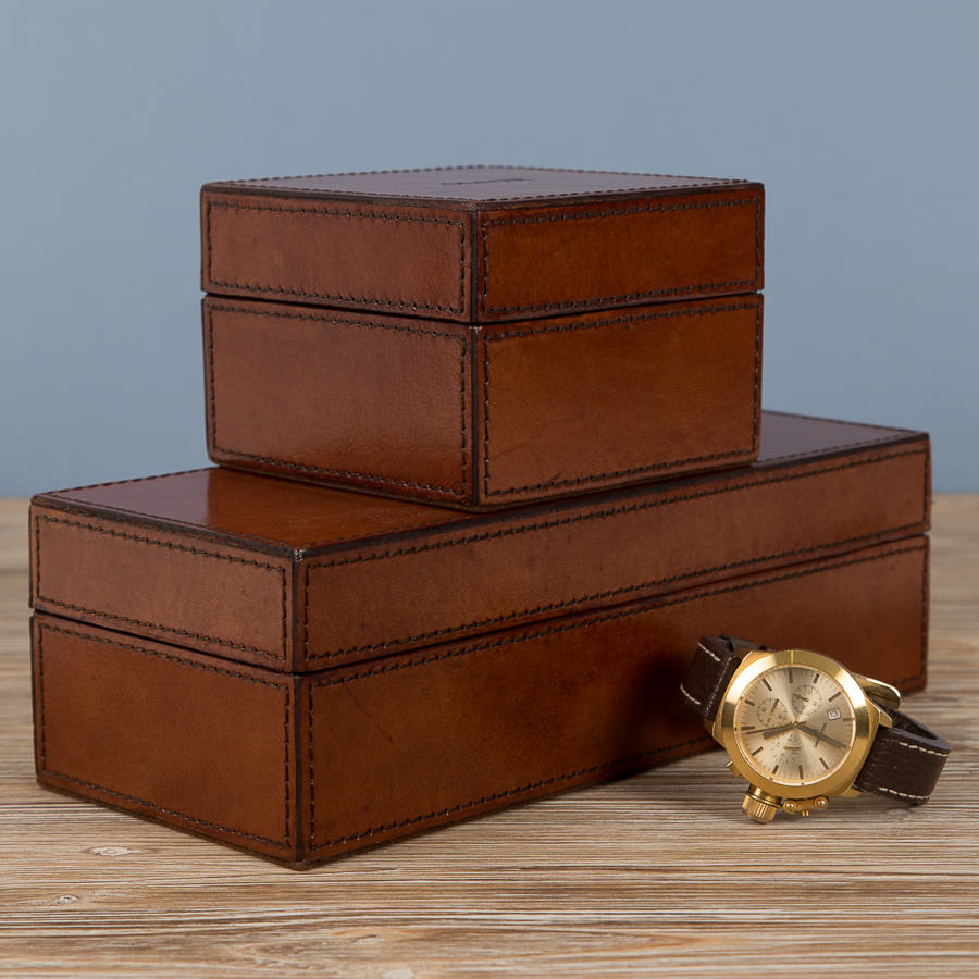 personalised classic leather watch box triple by ginger rose