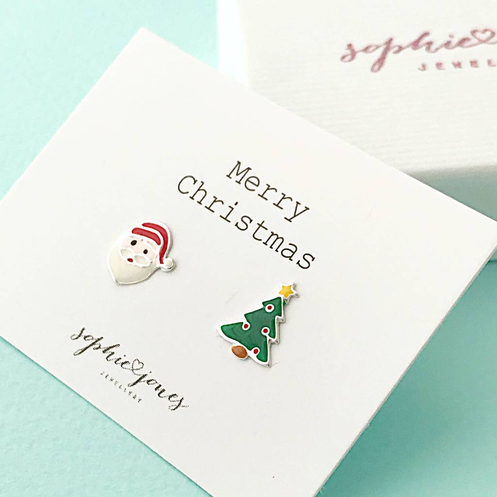 Santa And Christmas Tree Earrings, 1 of 2