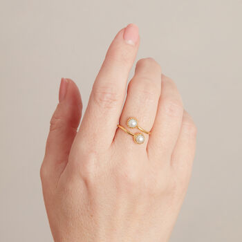 Pearl Gold And Silver Adjustable Stacking Ring, 2 of 10