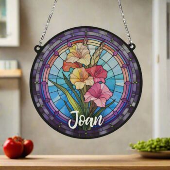 Gladiolus Personalised Stained Glass Effect Suncatcher, 4 of 7