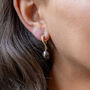 Yellow Yellow Gold Plated Black Pearl Half Hoop Earrings, thumbnail 2 of 7