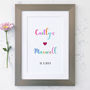 Personalised Names And Date Framed Print, thumbnail 2 of 6