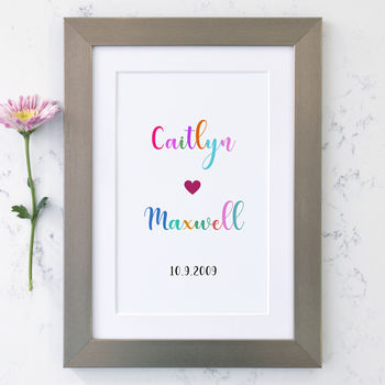 Personalised Names And Date Framed Print, 2 of 6