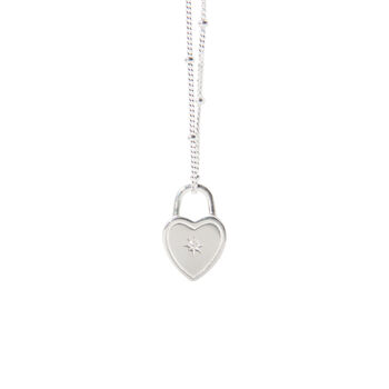 Sterling Silver And Diamond Padlock Style Necklace, 4 of 8