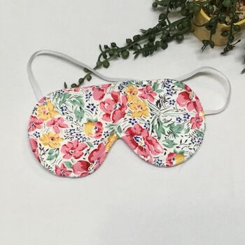 Pink Yellow Floral Cotton Eye Mask Kids/Adults, 3 of 3