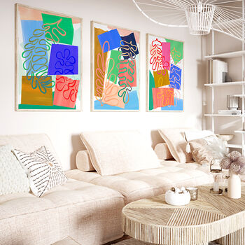 Colourful Abstract Cut Out Shapes Print Set Of Three, 5 of 12