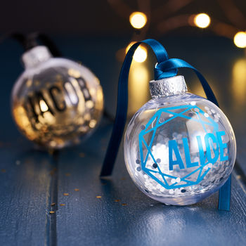 Personalised Geometric Glitter Christmas Bauble, 2 of 3