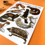 Medium Mammals Of Britain Watercolour Postcard, thumbnail 2 of 11