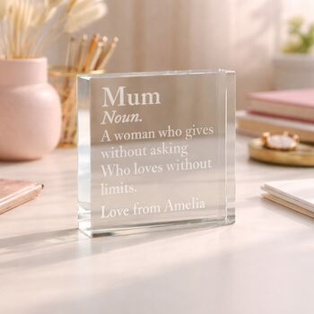 Fathers Day Gifts Personalised Definition Crystal Ornament, 2 of 9