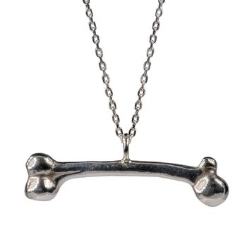 Sterling Silver Bone Pendant Necklace, Medium, 3 of 4