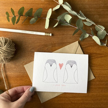 I Love You Illustrated Penguin Card, 4 of 6