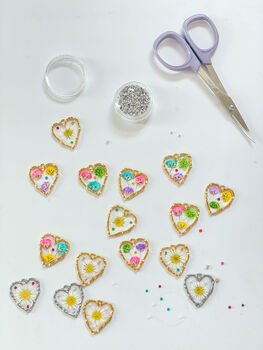 Heart Earrings With Colourful Gypsophila Flowers, 9 of 11