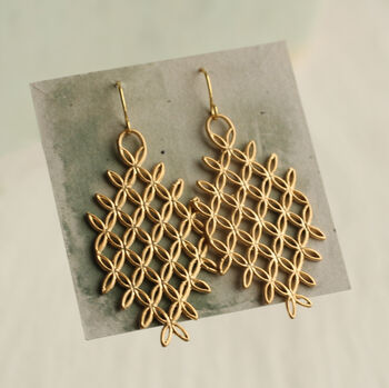 Gold Lace Bohemian Earrings, 3 of 9