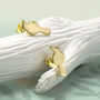 Gold Plated Sterling Silver Petite Bird Earrings, thumbnail 1 of 3