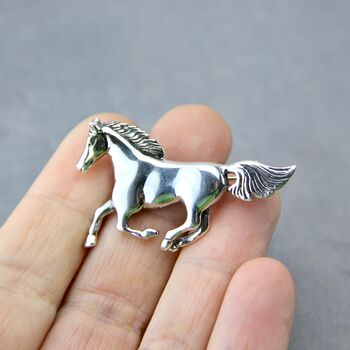 Sterling Silver Horse Brooch, 2 of 10