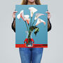 Lustrous Lilies Calla Flowers Blue Red Wall Art Print, thumbnail 2 of 6