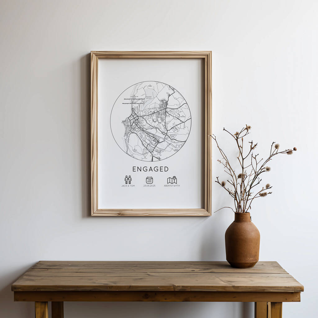 Engagement Personalised Gift Map Print, Proposal Location Print By Hood ...