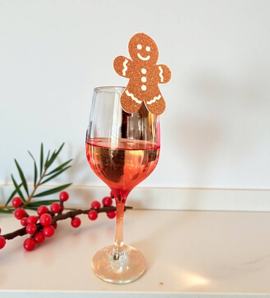 Six X Gingerbread Man Christmas Drinks Toppers, Festive Cocktails, Mulled Wine, Christmas Drinks Decorations, 1 of 7