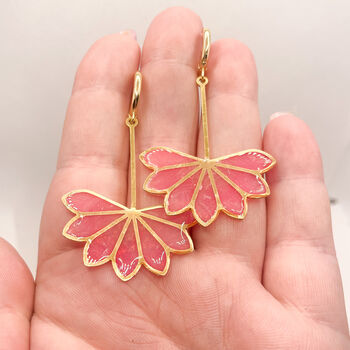 Pink Floral Statement Drop Earrings For Her, 7 of 9