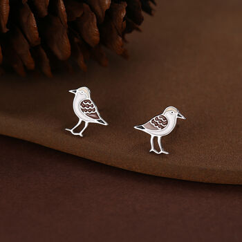 Sterling Silver Shore Bird Wading Bird Stud Earrings, 4 of 11