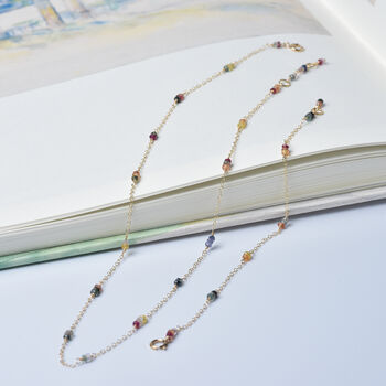 Multicolour Sapphire Dainty Chain Necklace, 7 of 12