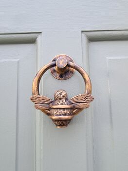 Brass Bumble Bee Ring Door Knocker Heritage Finish, 3 of 4