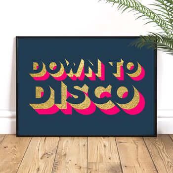 Down To Disco Neon And Glitter Typography Wall Art, 2 of 5