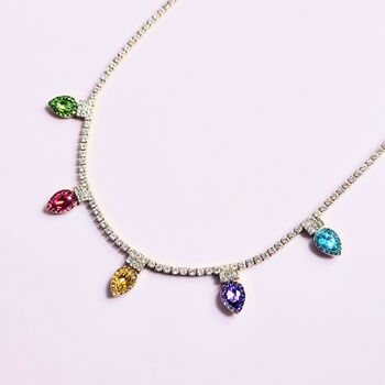 Rainbow Sparkle Christmas Lights Adjustable Necklace, 2 of 5