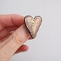 Handmade Ceramic Valentines Heart Badge Pink Red Gold, thumbnail 9 of 11