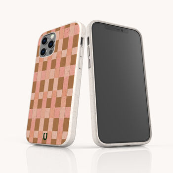 Pink And Brown Checker Eco Phone Case, 5 of 6