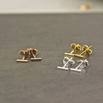 Contemporary Line Bar Stud Earrings, 2 of 8