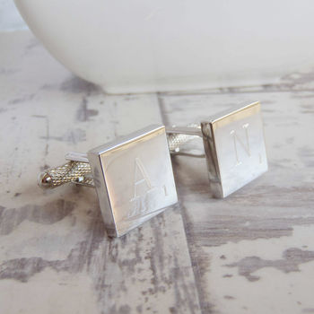 Personalised Silver Letter Tile Cufflinks, 5 of 5