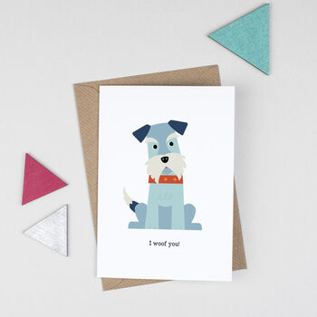 Schnauzer Dog Valentines Card 'I Woof You', 3 of 5