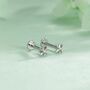 Tiny Starburst Internally Threaded Flat Back Earrings In Sterling Silver, thumbnail 1 of 11