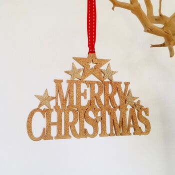 Gold Hand Painted Merry Christmas Sign, 2 of 8