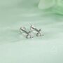 Internally Threaded Cz Trio Flat Back Earrings In Sterling Silver, thumbnail 5 of 7