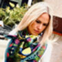 Limited Edition Under The Neon Moon Bright Tropical Animals And Trees 100% Silk Satin Scarf, thumbnail 1 of 8