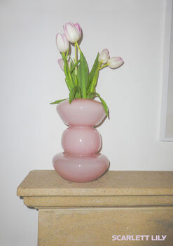 Pink Tulip Glass Flower Vase, 5 of 5