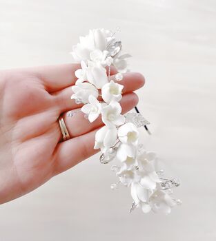 Porcelain Flower Bridal Headband, 6 of 6