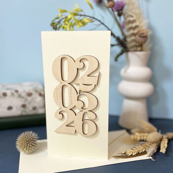 Personalised Wedding Wooden Date Card, 5 of 11