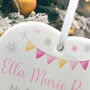 My First Christmas Baby Girl Garland Ceramic Heart Hanging Decoration Bauble + Gift Box, thumbnail 4 of 7