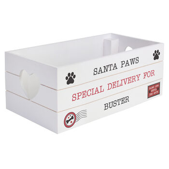 Personalised 'Santa Paws' White Wooden Christmas Eve Box, 3 of 3