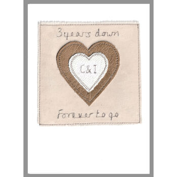 Personalised 3rd Leather Wedding Anniversary Card, 2 of 7