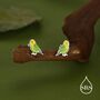 Sterling Silver Green Enamel Budgie Stud Earring, thumbnail 5 of 11